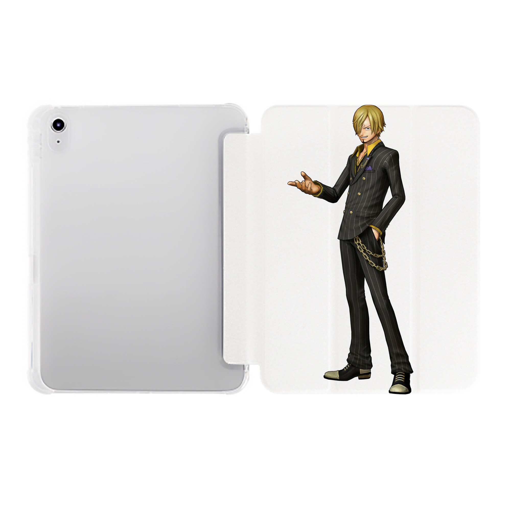 （画像用） ワンピース サンジ ONE PIECE Sanji IPad ケース ペン収納付き 三つ折りスタンド PUレザー×シリコン 対応機種9.5/10.5/10.9インチ